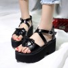 Summer platform cross strap Japanese lovely bowknot muffled toe sandals