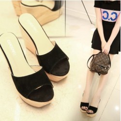 Summer Korean fashion suede platform high-heeled slipper