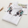 6899 # 2017 Fall new Korean version of the loose long sleeves lotus flowers embroidered students wild cotton shirt