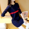 602 curling round collar slim knitted long sweater