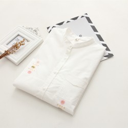 6906 stand collar embroidery pocket shirt