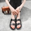 Sandals female 2017 summer new black shoes magic paste patent leather picnic with wild students leisure thick shoes