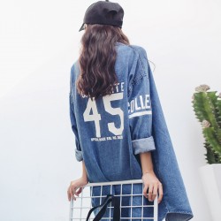 8722 windbreaker letter print long sleeve denim jacket