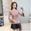 553 boat neck temperament trumpet sleeves slim sweater