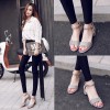 Sandals 2017 new female Korean students with wild rough with open toe was thin with the word buckle shoes summer