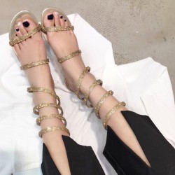 Diamond sandals snake-style low-heeled shoes