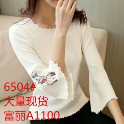 6504  Embroidered pullover Knit Sweater 