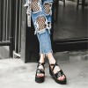 Summer rough with high-heeled waterproof platform cross strap sandals Japanese soft sister love bow knot muffled toe sandals