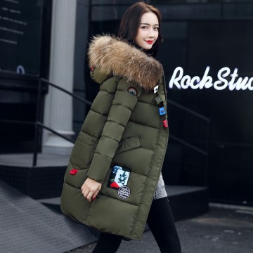 Real shot 2017 autumn and winter new Korean casual long section Slim was thin fashion down jacket female cotton jacket
