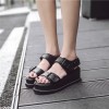British wind chain thick bottom belt buckle loose sandals white high heels sandals open toe slope with casual sandals