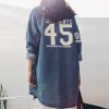 8722 windbreaker letter print long sleeve denim jacket