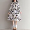 [Real shot] Spring and Autumn new art retro cotton and linen printed school long sleeve dress 0901 #