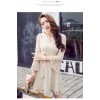 7146 Korean temperament V-neck trumpet sleeve tie waist dress 