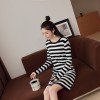 9087 Korean fashion stripes long sleeve dress