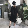 8675 # back with short-sleeved dress female 2017 summer Korean version of the loose thin black dress in the long