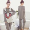 2017 new fat mm large size fashion rabbit starling printing loose pajamas women long-sleeved trousers home service two-piece