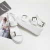 British wind chain thick bottom belt buckle loose sandals white high heels sandals open toe slope with casual sandals