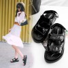 Magic paste patent leather leisure flat heel sandals