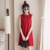 6230 # temperament bow sleeves sleeveless dress