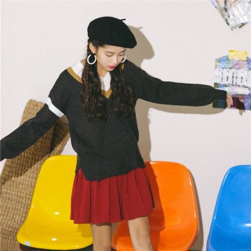 6053 # model real shot autumn and winter new V-neck sweater