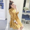 7153 # spot real 2017 spring new Korean women loose pleated chiffon long sleeves dress