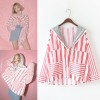 8378 chic navy style stripes hooded fake two pieces irregular shirt