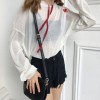 998 fashion love embroidery spell tie hooded thin knit tops