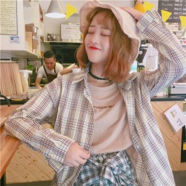 3189  Loose lattice long sleeve shirt