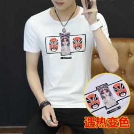 619 short-sleeved mask print Chinese style t-shirt 