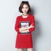 8089 Korean fashion pattern slim printed thickening woolen t-shirt 