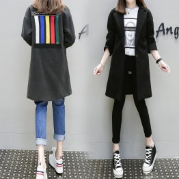 2017 autumn and winter new European station fat mm Korean version of the long woolen jacket