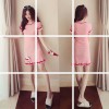 1626 Korean fashion short-sleeved ice silk sweet embroidery knit dress