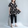 8790 large size women's cotton printing dots waist  T-shirt