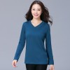 Autumn Korean version of loose jacket women v collar cotton casual bottoming shirt open long sleeves female t-shirt