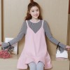 1603 cotton stripes splicing long pregnant women tops