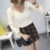 8075 # autumn and winter new women Korean version of the V-neck sweater women's shirt shirt sets of sexy Slim thin sweater