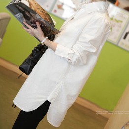 1515 women's long sleeve Korean fashion casual cotton and linen shirt
