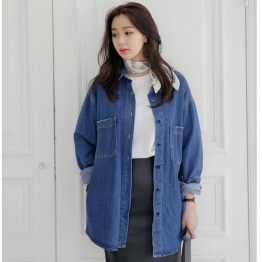 1608 retro preppy style denim jacket