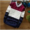 6315 v collar sets of diamond-shaped contract color sweater