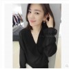 Chiffon shirt long sleeve European personality V collar bottom shirt