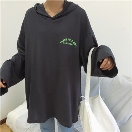254 chic Korean fashion hooded loose letters printed sweatshirt