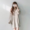 1269 Korea chic V collar long sleeves twist wool dress