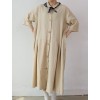 A318 summer retro chic preppy style pure color single-breasted lapel dress