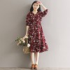 5862 # real shot 2017 spring new women in the long section of the lotus leaf hem chiffon floral dress