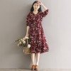 5862 lotus leaf hem chiffon floral dress