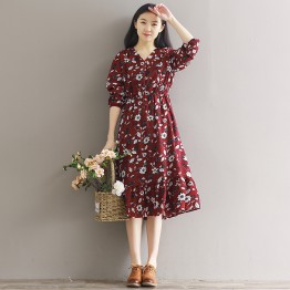 5862 lotus leaf hem chiffon floral dress