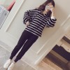 Spring and autumn Korean striped sports and leisure suit hooded student sweater two set