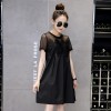 5880 splicing net yarn lattice high waist dress