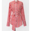 Spot 17 spring elegant chic design feel waist red plaid shirt shirt 6157