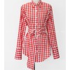 6157 elegant chic design waist plaid shirt